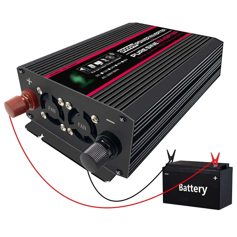 1500W Pure sinusoïdal onduleur 12V / 24V DC à 110v / 220v convertisseur AC pour la Maison, RV, Camion, construit dans Le Port USB 5V / 2.1a (Color : 12V, Size : 220V)