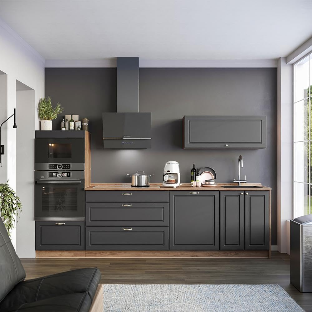 Vicco Cucina componibile Fame-Line Antracite country/Rovere 280 cm