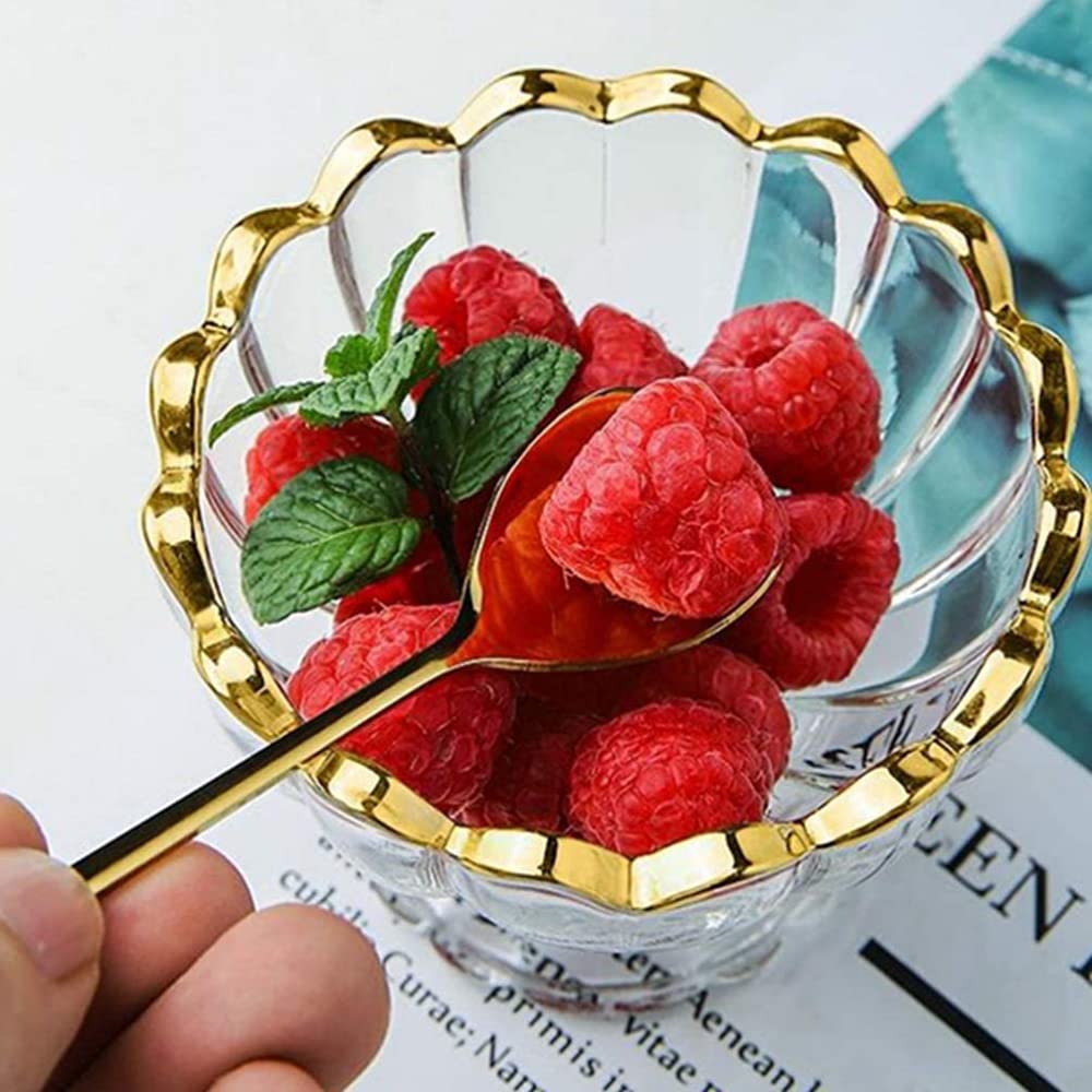 CLQ Cuencos de Postre para Helado Forma de Flor Vidrio Transparente Cristal degustación Tazas para Servir Postre Frutero-2pcs