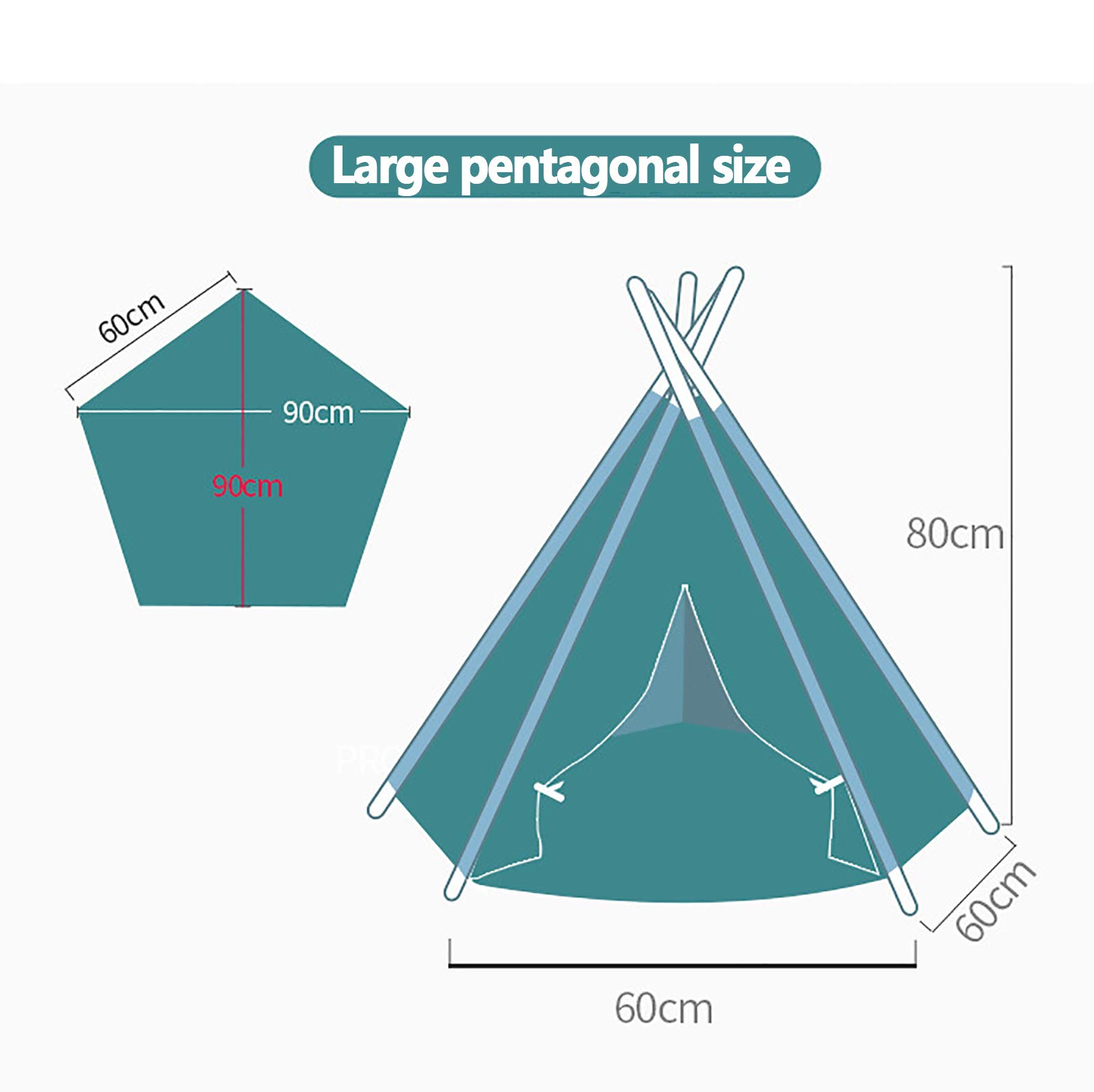 Tipi pour Animaux de Compagnie, Tente pour Chiens avec oreillers Amovibles et Tente tipi Lavable pour Chiens et Chats, lit pour Animaux de Compagnie, tipi pour Chiens,E,60 * 60 * 80CM