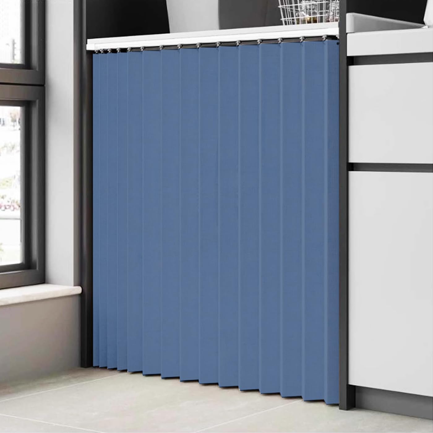 DSSHENGDS Customized multi-functional slide curtain, suitable for doorless cabinets, washing machines and wardrobes-Dark Blue- W110cmxH80cm