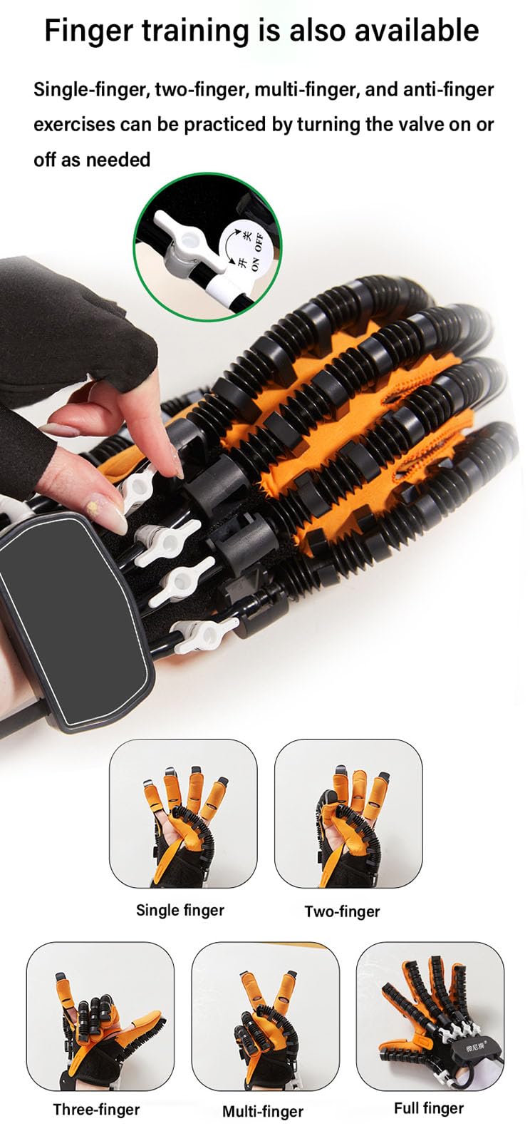Guante robótico de rehabilitación para hemiplejia por Ictus, Entrenador de Mano robótico con Espejo de Masaje calefactado, Equipo de recuperación de Mano con órtesis de Dedo Right Hand XXL