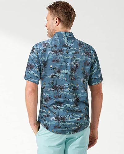 Enlision Men'S Casual Button Down Hawaiian Shirts Short Sleeve Floral Aloha Shirts Summer Holiday Beach Tropical Hawaii Tree Printed Shirt Blue thumb #2