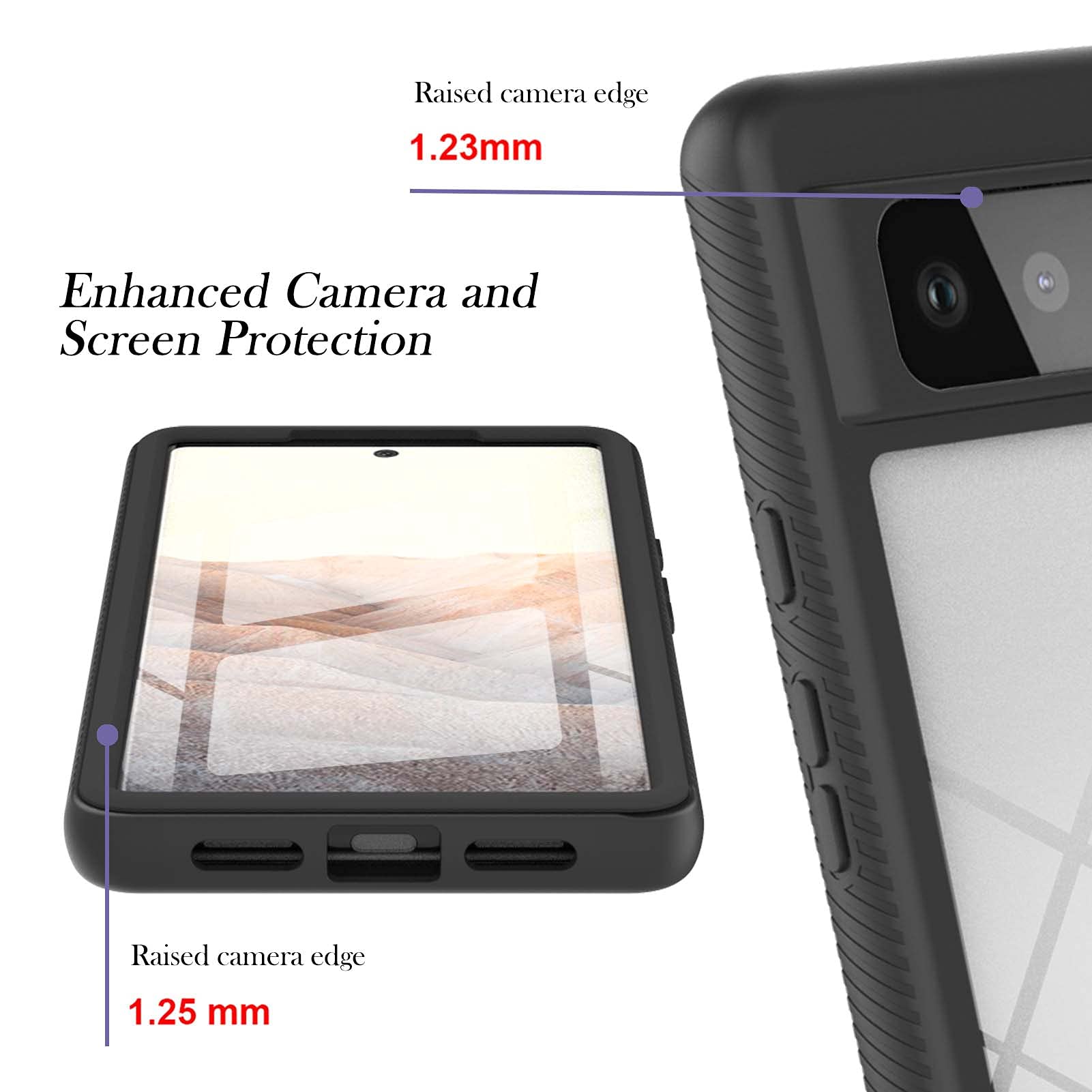 Custodia GOKEN Per Google Pixel 7 Pro – Protezione Completa 360°, TPU Morbido + Retro Rigido Trasparente, Viola Chiaro