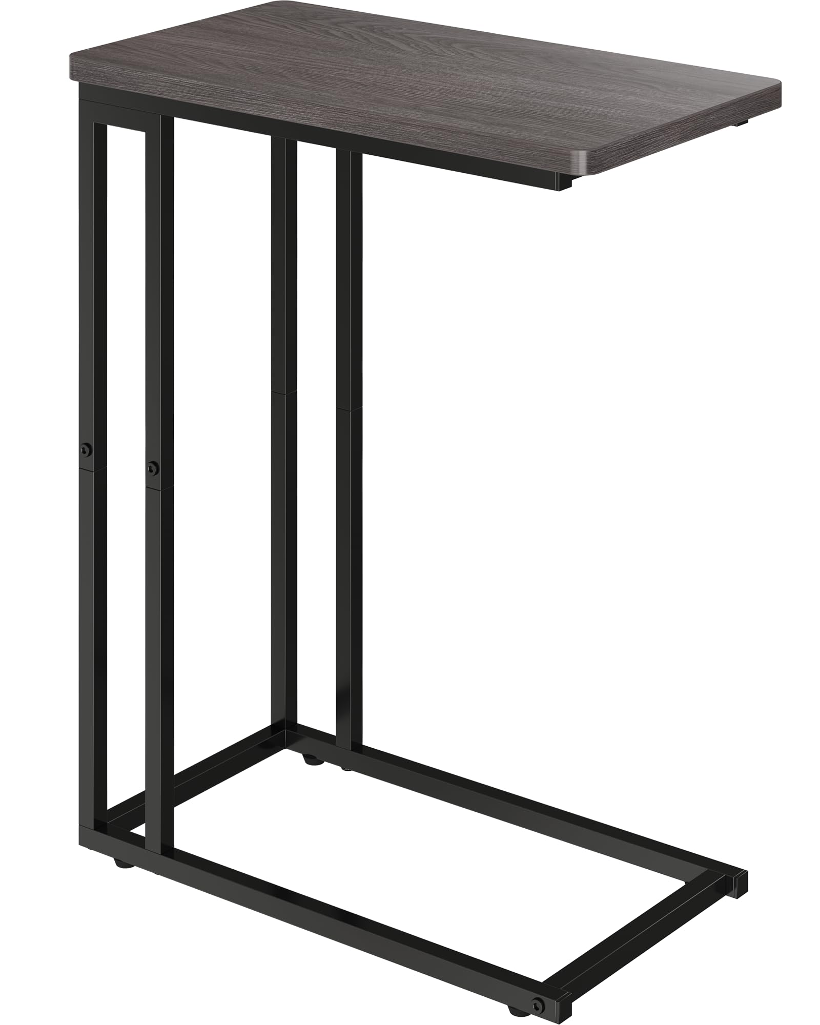 Yusong C Shaped End Table - Slide Under Sofa Couch Bed, Small Table for Small Spaces, Skinny Overbed, Coffee Drink Snack Table for Living Room, Grey Oak — image 1
