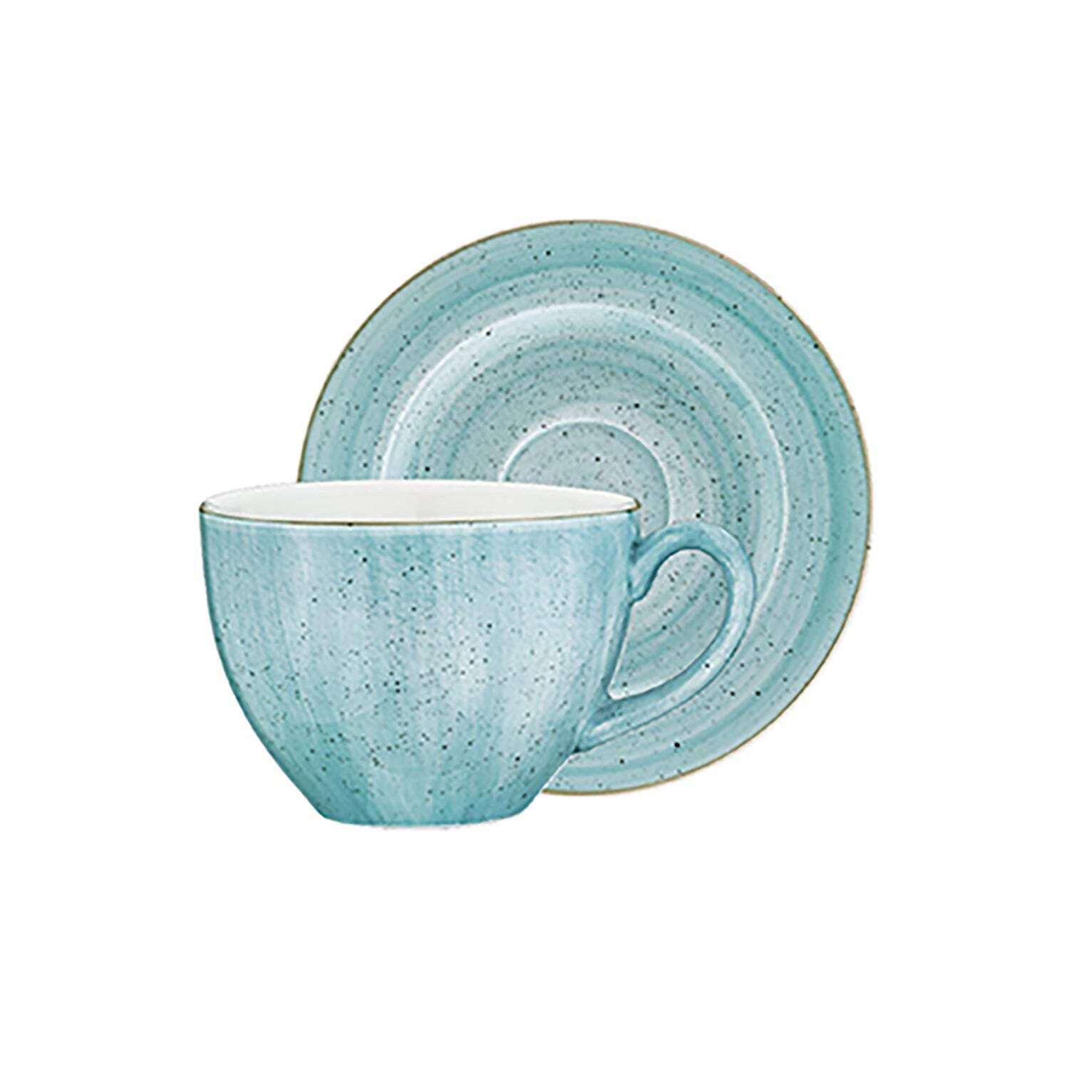 Aqua Bistro 7 oz. Coffee Cup+Saucer Set for 2