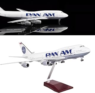 24-Hours 18â€ 1:150 Scale Model Jet Panam Plane B747 Model Planes Kits Display Diecast Airplane for Adults with LED Light(Touch or Sound Control)