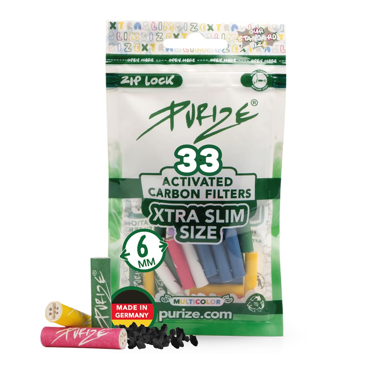 PURIZE Beutel | 33 XTRA Slim Size Aktivkohlefilter Set Multicolor