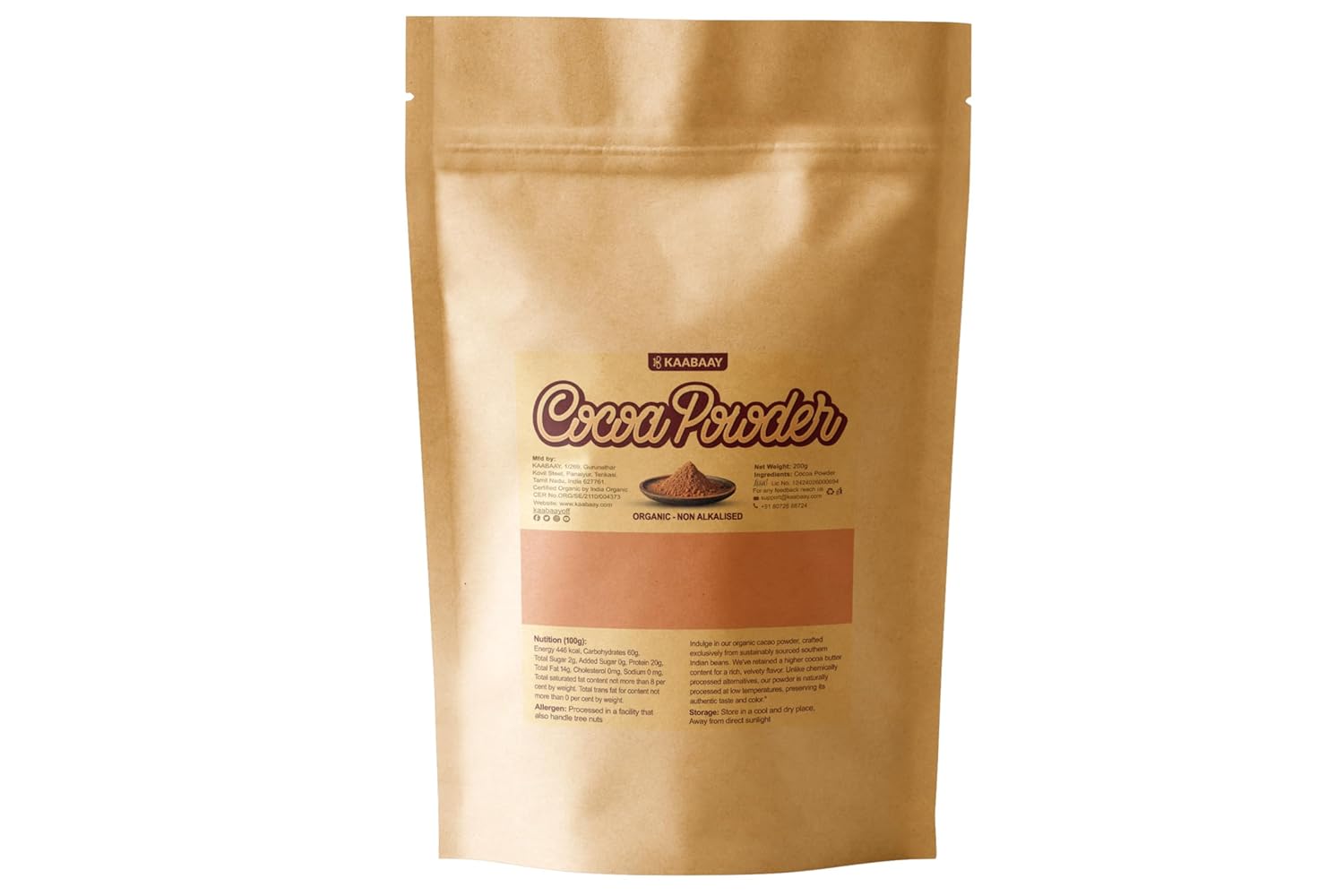 KAABAAY Organic Non-Alkalized Cacao Powder 200gm KAABAAY Organic Non-Alkalized Cacao Powder 200gm