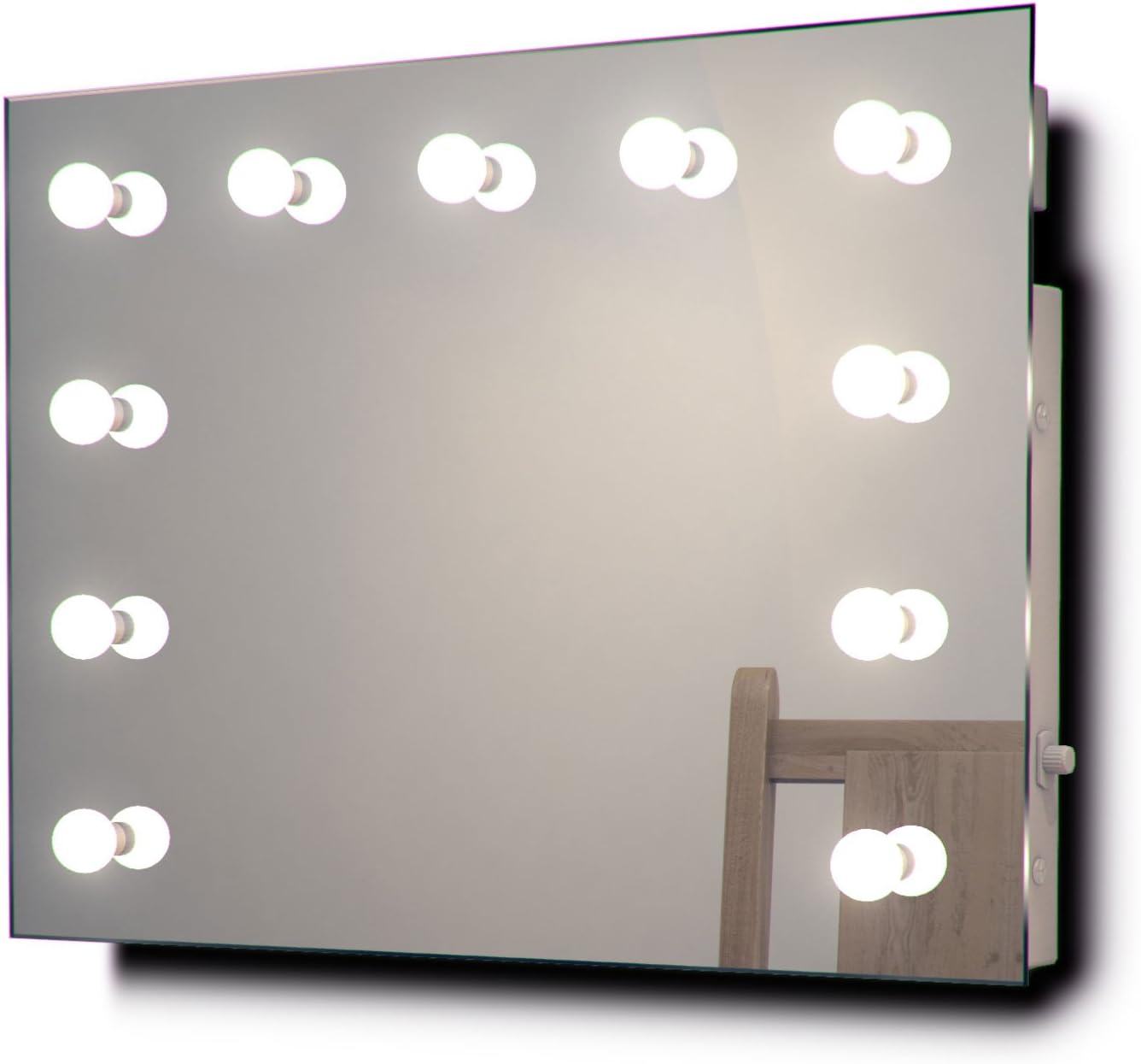 Powerful Visions Diamond X Wallmount Hollywood Makeup Mirror with Cool White Dimmable LED k95CW
