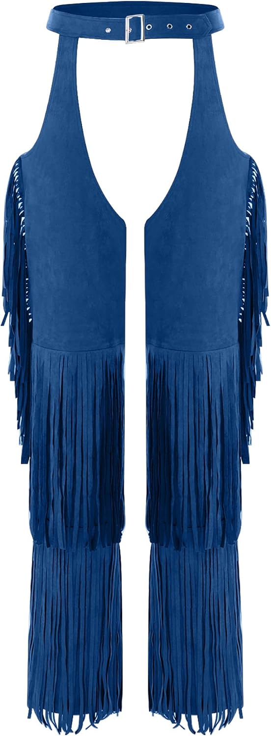 Kaerm Women Assless Trousers Wide Leg Long Pants Western Costume | Hippie Trouser,Hollow Out Clubwear,Flared Leggings,Western Cowboy Style Pants,70s Retro Boho Trousers,Faux Suede
