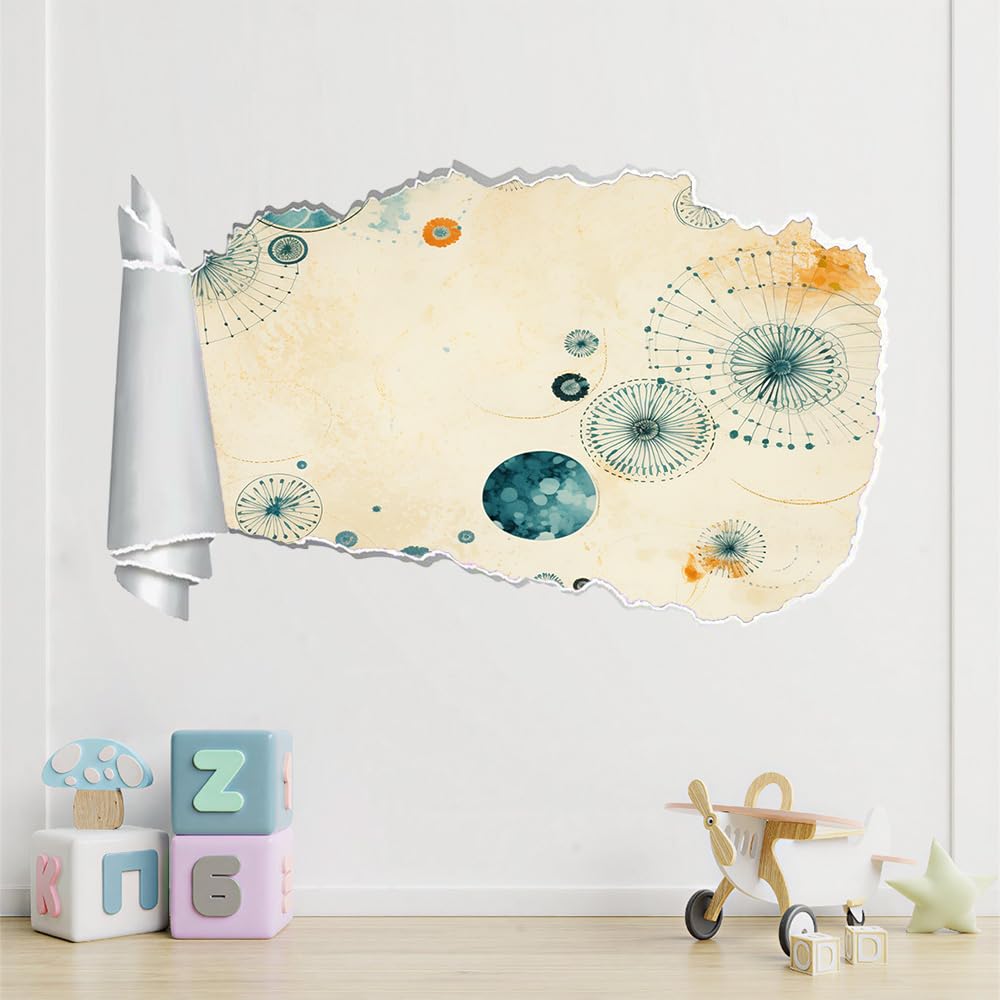 Wandsticker 3D Durchbruch Kreis Wandtattoo kinderzimmer Deko Retro Wandaufkleber Wanddurchbruch Wandsticker Wandbild für Mädchen Zimmer Wohnzimmer Schlafzimmer
