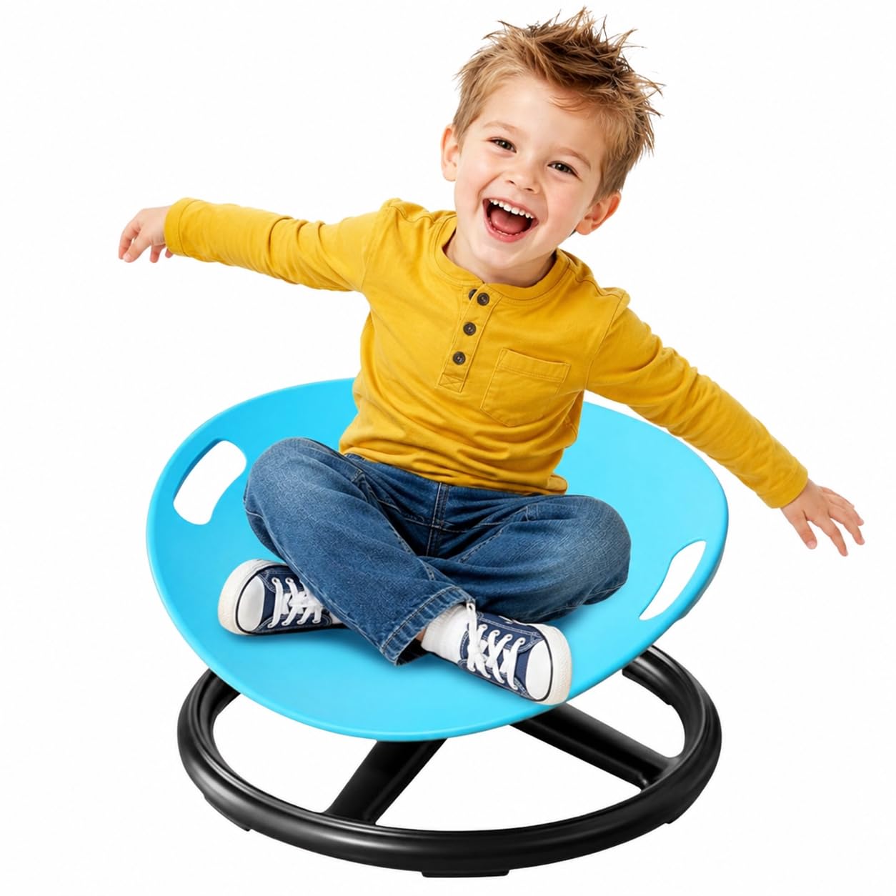PLUSH PALACE Spinning Chair for Autism Kids - 360° Sensory Spinning Chair for Kids - ADHD Sensory Swivel Seat - Balance & Focus Toy for Children - Autism Sensory Equipment (Blue)