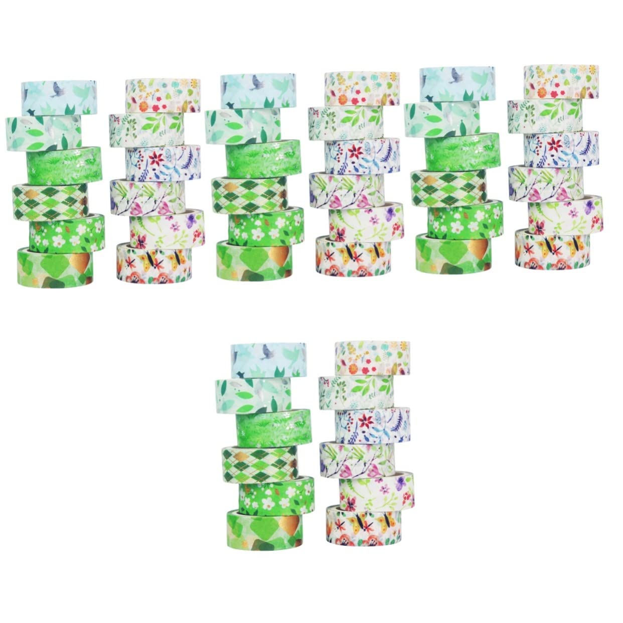 STOBOK 48rollen Washi Tape Mit Blumenmuster Dekoratives Klebeband Für Scrapbooking Journaling Und -projekte Mit Fröhlichen Designs Und Silberprägung