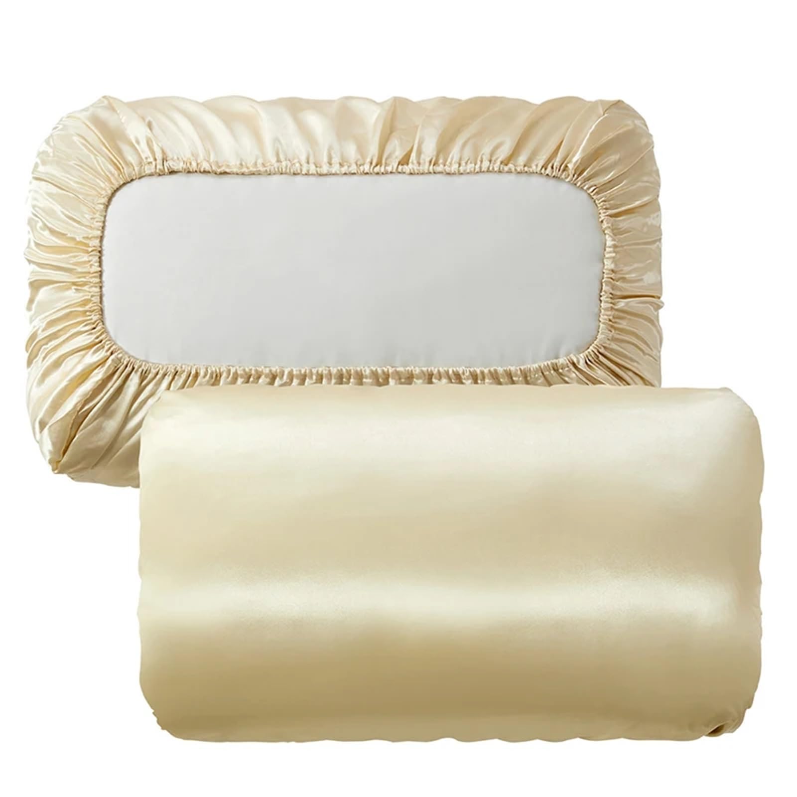 LYXYGMV Silk Pillow Cover Solid Comfortable Smooth Satin Pillowcase for Bedrooms(Champagne,50x75cm (19x29in) 2pc)
