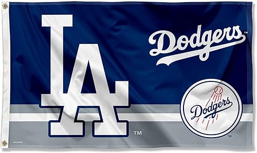 WinCraft Bandera de Los Angeles Dodgers Logo Insignia de 3 x 5 pies con ojales