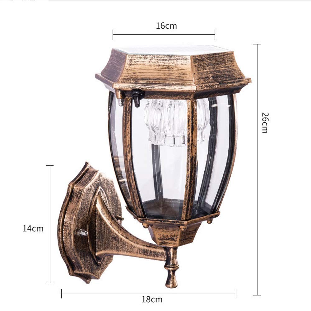 Focos solares de pared para exteriores, impermeables, LED, para terraza, farol de pared, lámpara de pared europea para jardín, luz de aluminio para jardín, luz de pared exterior, aplique de pared pa