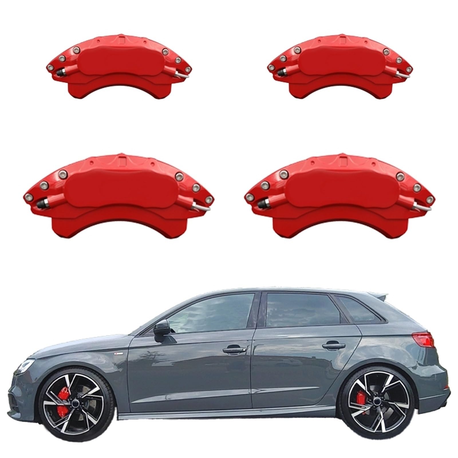 Osłona zacisku hamulcowego Do Audi A3 A4 A5 A6 A7 | 2025 Osłony zacisków hamulcowych Q3 Q5 Q4 Q6 Q7 Dekoracja obręczy ze stopu aluminium 4 szt.(Volcanic grey,For Q8)