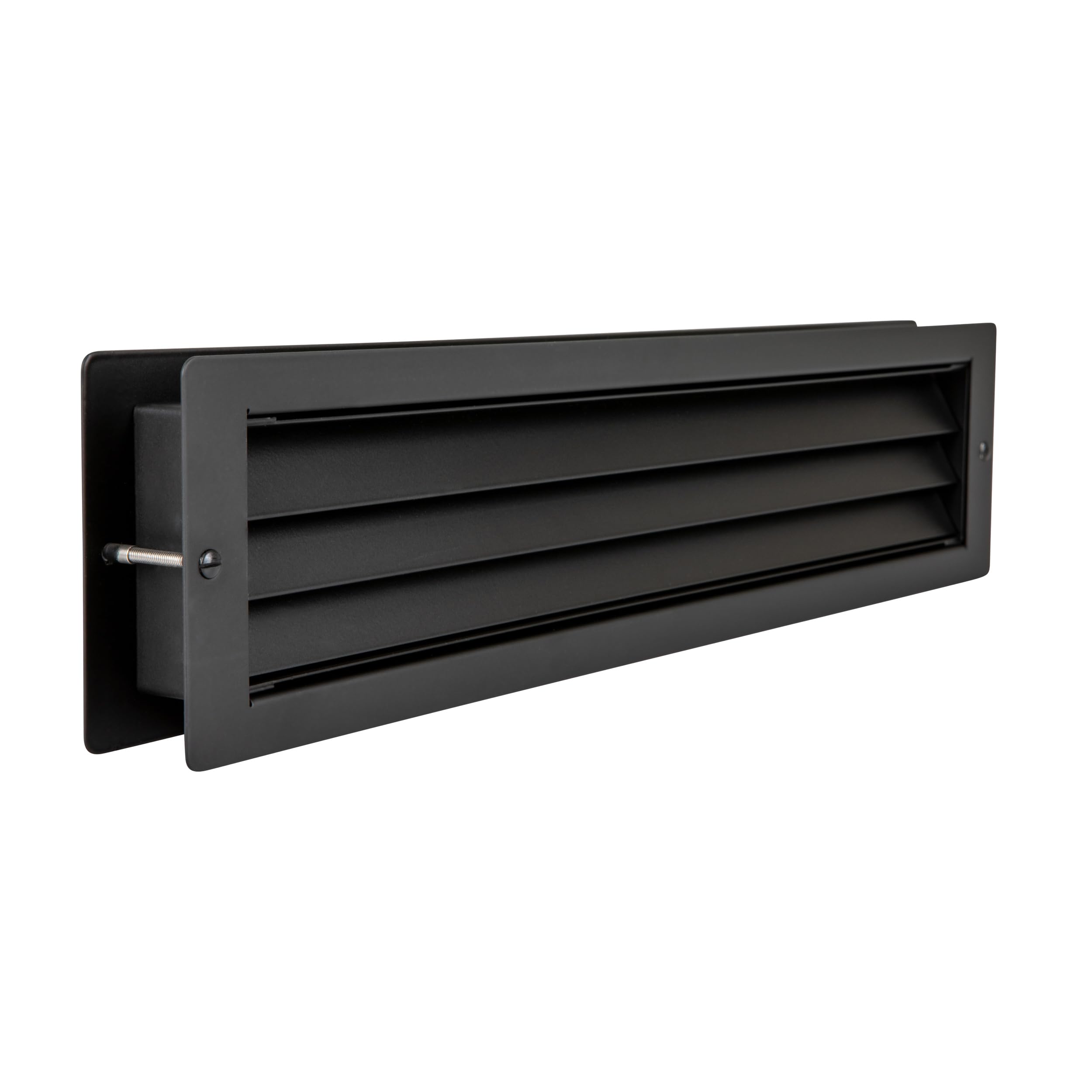 MLS Rejilla de Ventilación de Puertas, Acero Inox., 625 x mm, Negro | Para Hojas de Puerta de 37-55 mm de Grosor, Rejilla Rectangular L 1000 con Material de Fijación