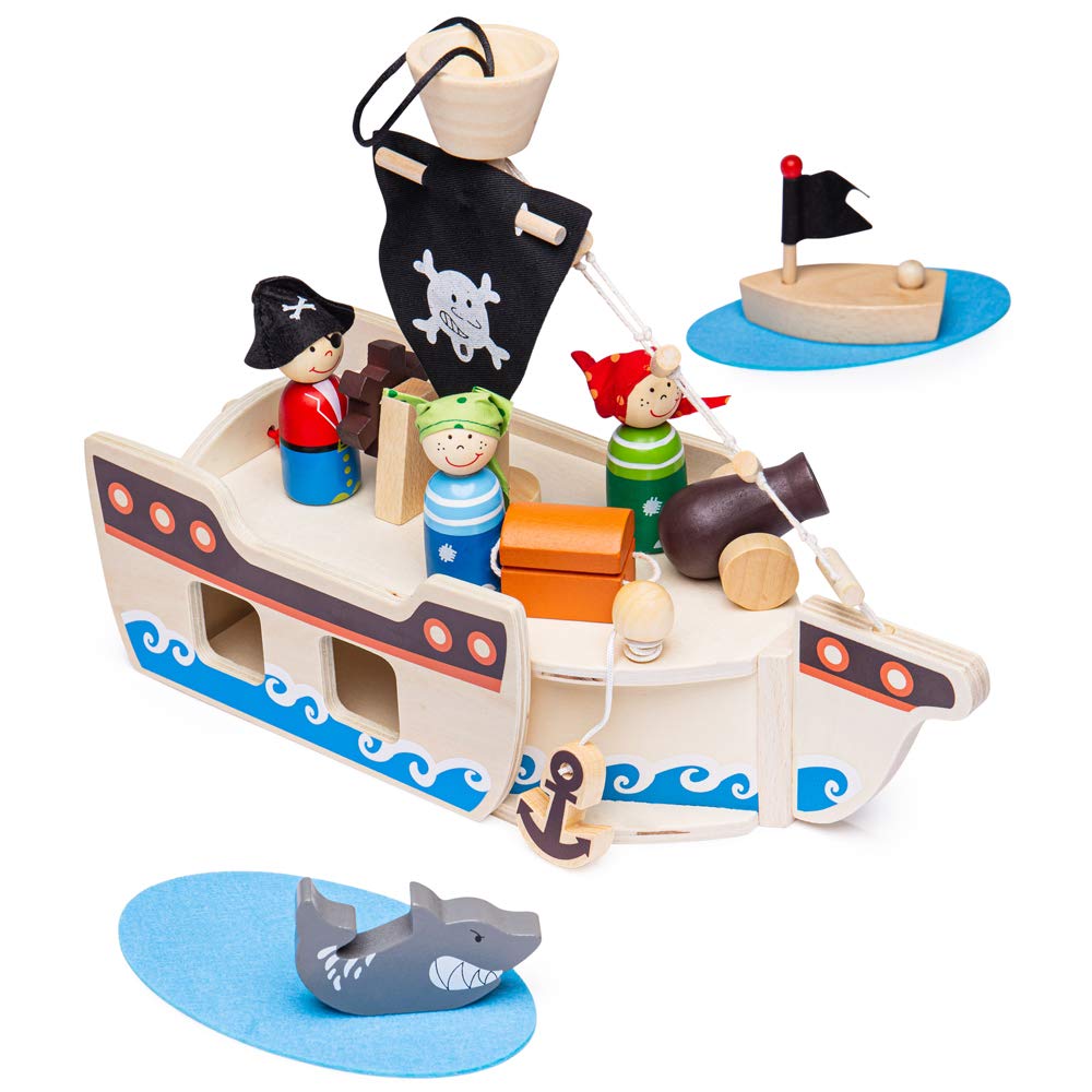 Bigjigs Toys Mini Pirate Ship Playset with Accessories