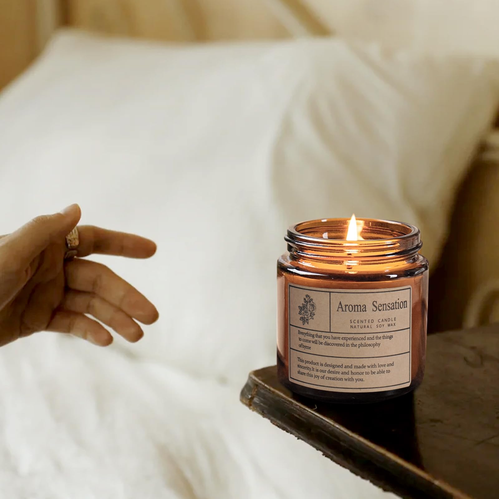 Bougies parfumées, Bougies parfumées d'automne, Bougies bio, Non toxiques, Bougies en étain pour parfum d'intérieur, Méditation, Yoga (Rose de bois de santal 200g)