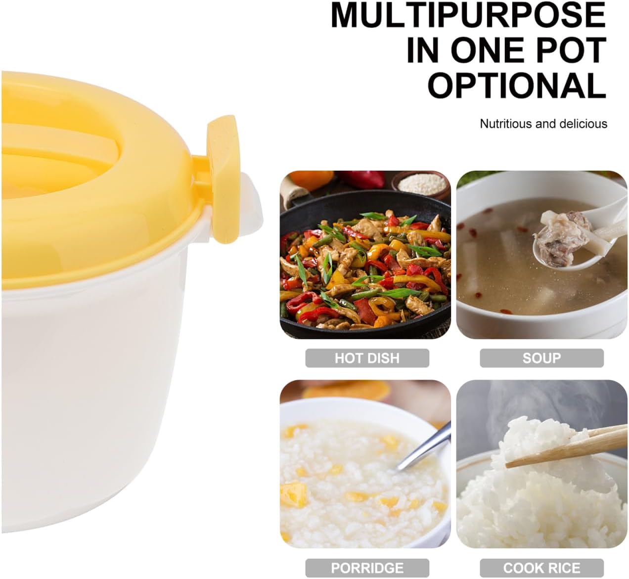 Microwave Rice Cooker Plastic Microwave Steamer Bowl for Vegetables Pasta Soup Food Storage Container