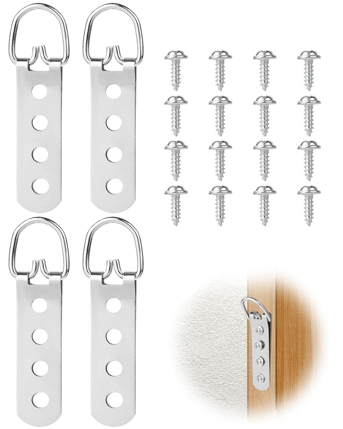 Ganci Per Quadri Extra Large - 4 Pezzi Con Viti - Supporto Fino A 90kg - Ideali Per Specchi, Cornici E Decorazioni - Foto 7