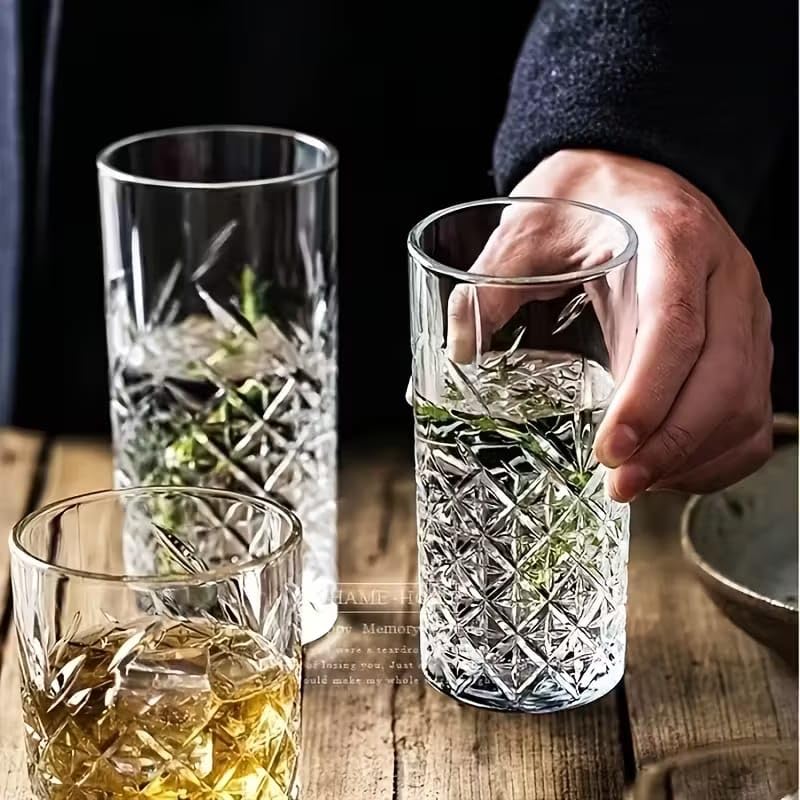 Image of PrimeWorld Premium Water & Juice 300ML Highball Glasses - Set of 6 | Lead-Free Crystal Tumblers for Water, Juice, Beer, Cocktails & Mixed Drinks | Elegant Glassware for Kitchen, Parties & Gift Use