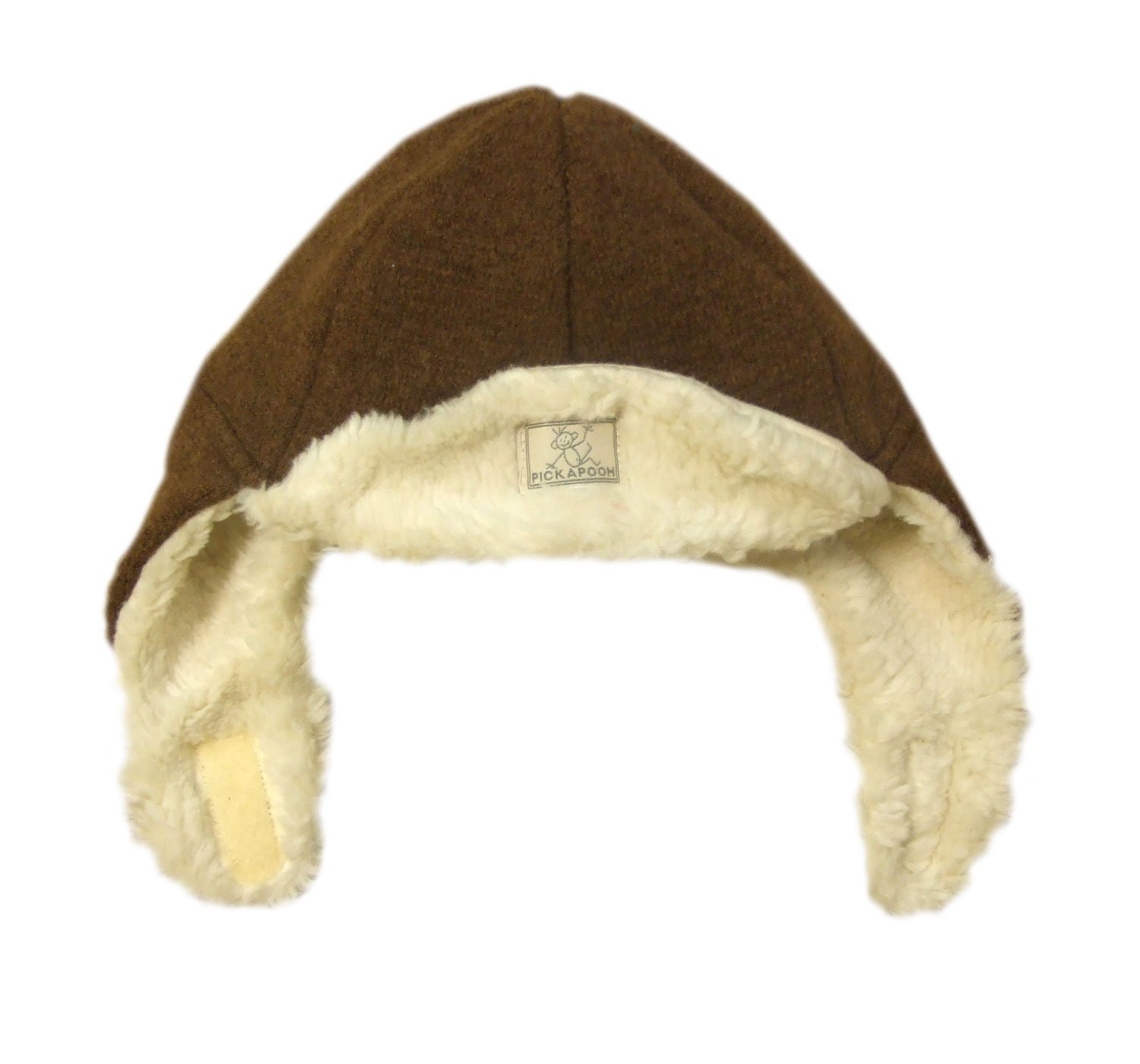 Pickapooh Hat 100% Merino Wool Boiled Plush Baby Boy Girl Children Organic Cotton Winter Earflap Fynn (50 cm (19,7 in), Brown)