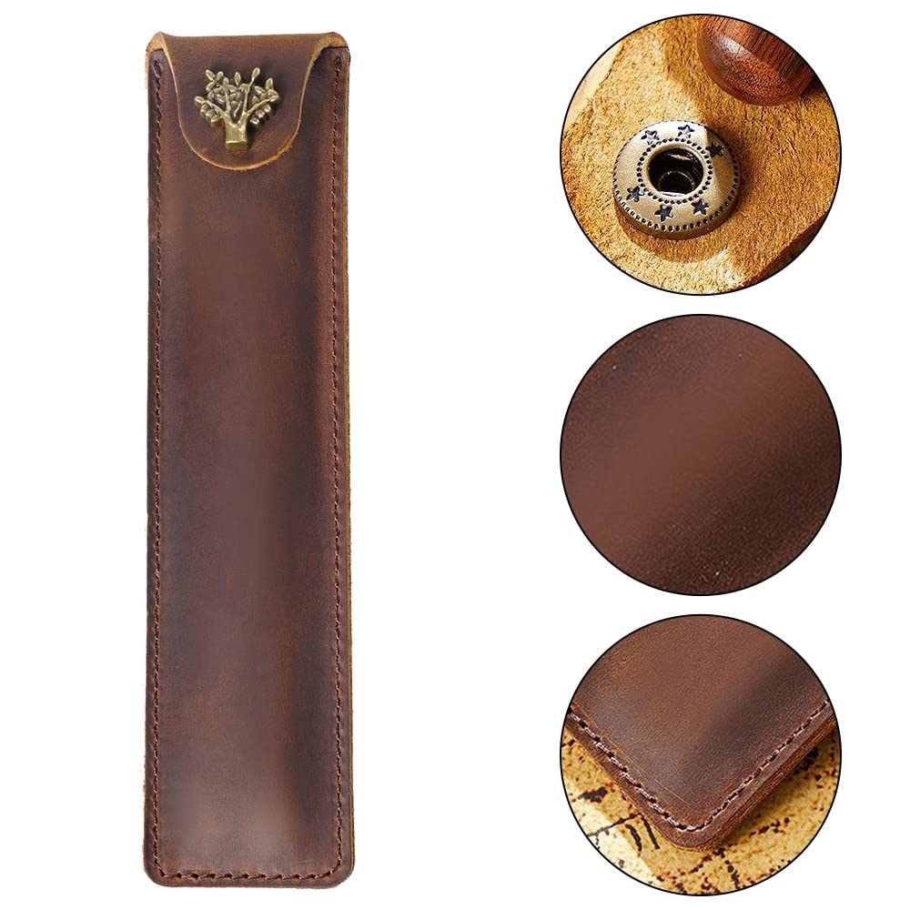 Leather Single Pen Cover, Retro Fountain Pen Pouch for Office - Image 2