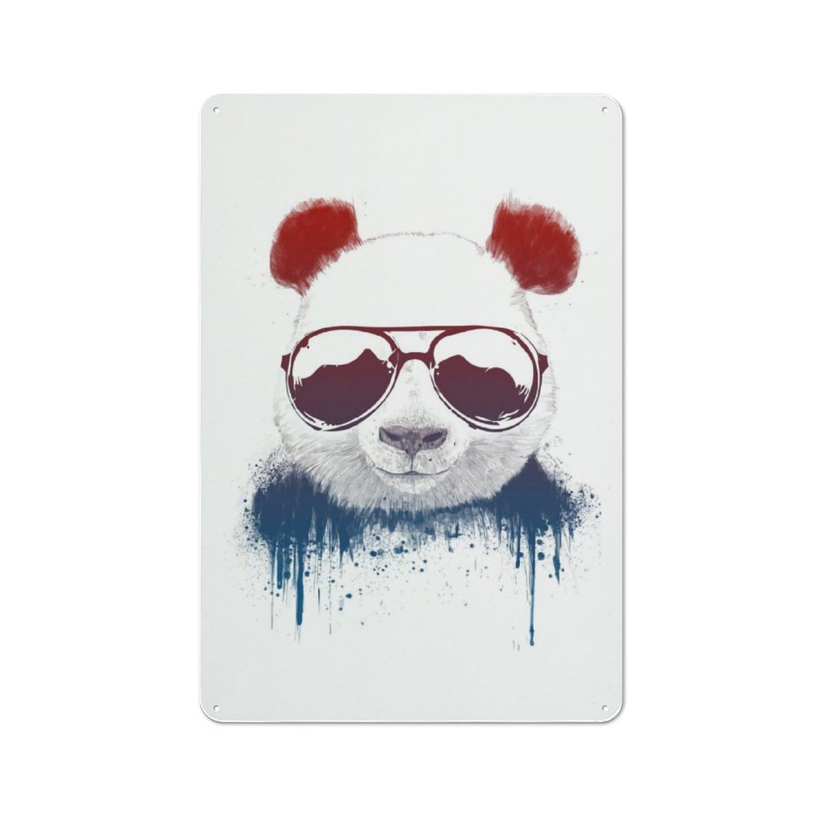 Junmoney Panda Bear Watercolor Rustic Metal Sign 30X20cm Featuring For Garage Wall, Suited To Garage Decor Collectors