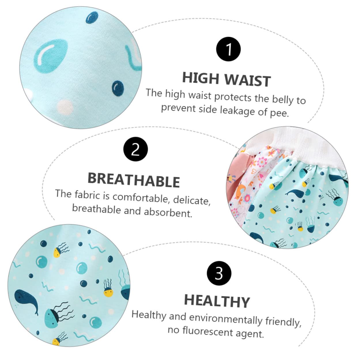 Toddmomy Baby Diaper Pants Washable Waterproof Leakproof Training Skirt Cotton Newborn Potty Training for Boys and Girls