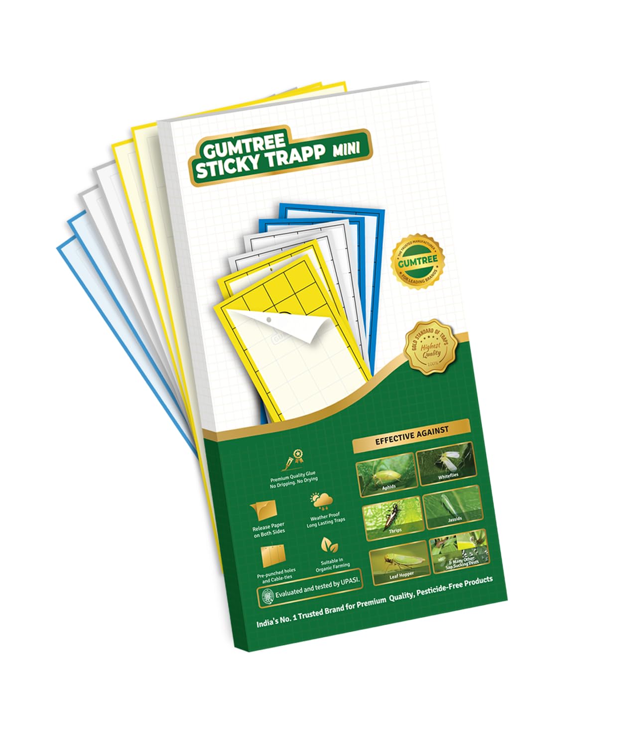 gumtree white sticky traps mini-20 nos pack for farm and garden use| glue trap for sap-sucking pests like aphids, thrips, whiteflies, jassids| non-toxic and chemical free, sticky traps