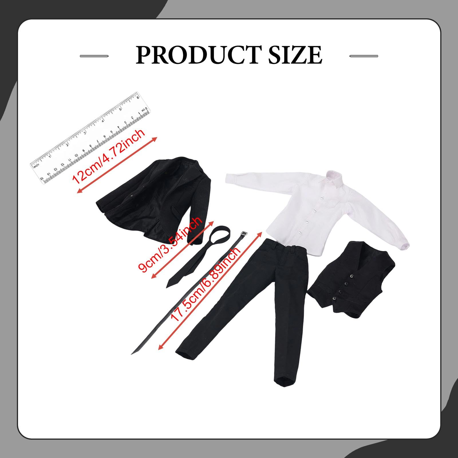 Oshhni 1/6 Figuren Herrenanzug Mini-Kleidung Anziehpuppen Realistische leichte Puppenkleidung Uniform für 12 Zoll männliche Figuren Körperzubehör