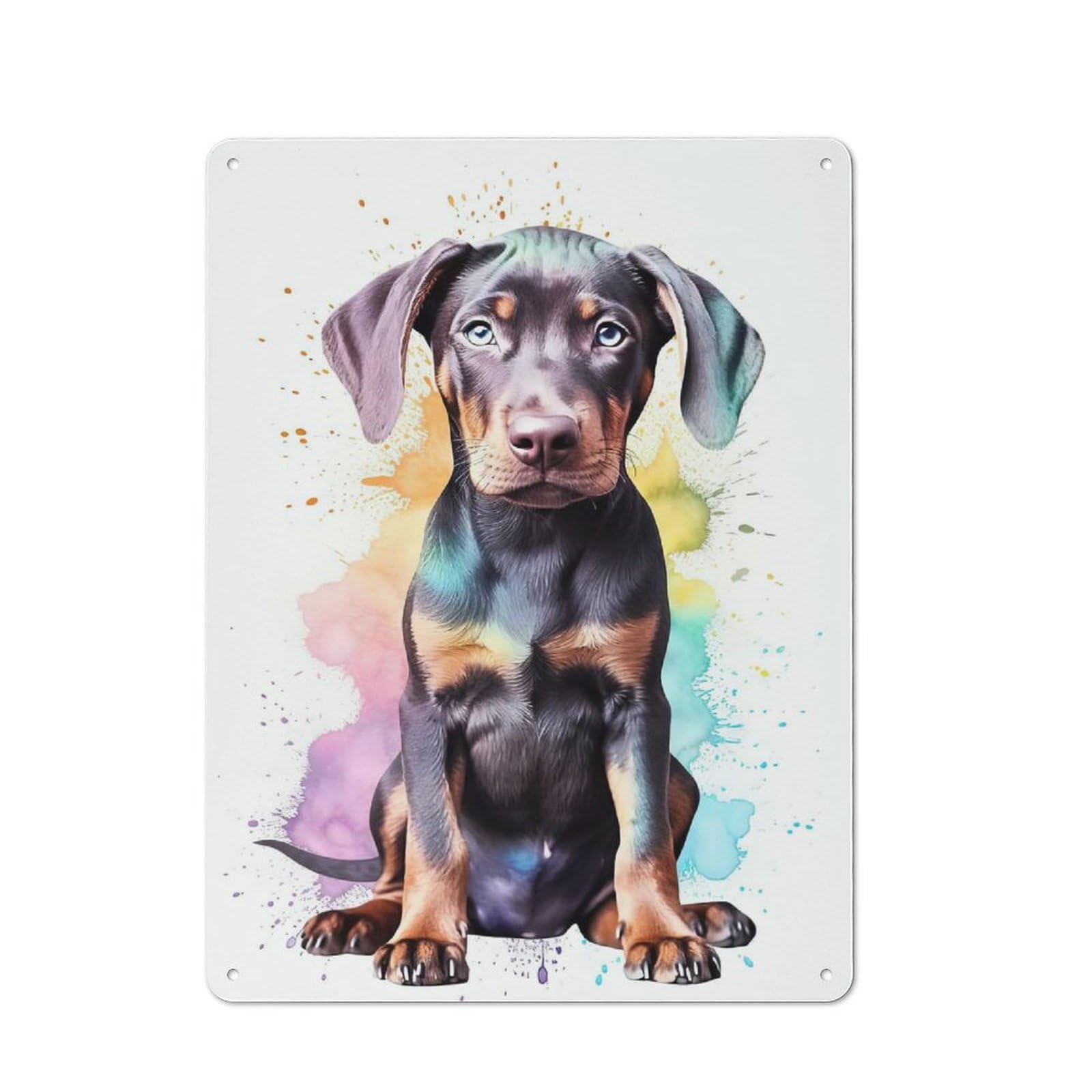 Junmoney Style-9 Cute Baby Doberman Puppy Retro Metal Plaque 40X30cm For Guest Room Or Hallway, Housewarming Present For People Styling Guest Room And Hallway
