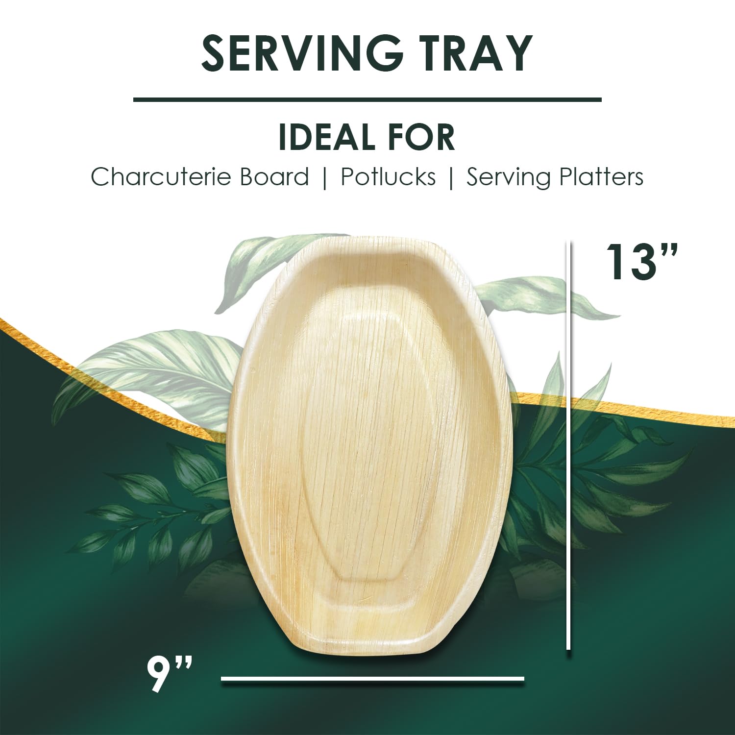 Planet Pantry Disposable Palm leaf Oval Tray 13