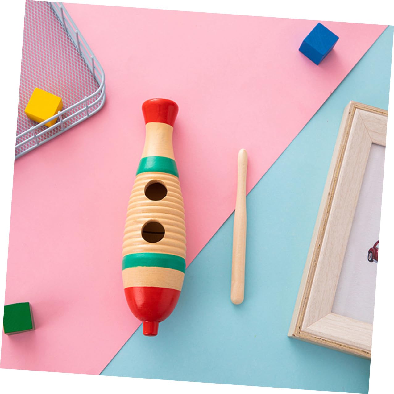 Legno Guiro Percussioni Strumenti Musicali Ragazzo Ragazza, 4 Set con Bacchette in Legno, Giocattoli per Strumenti Sonori
