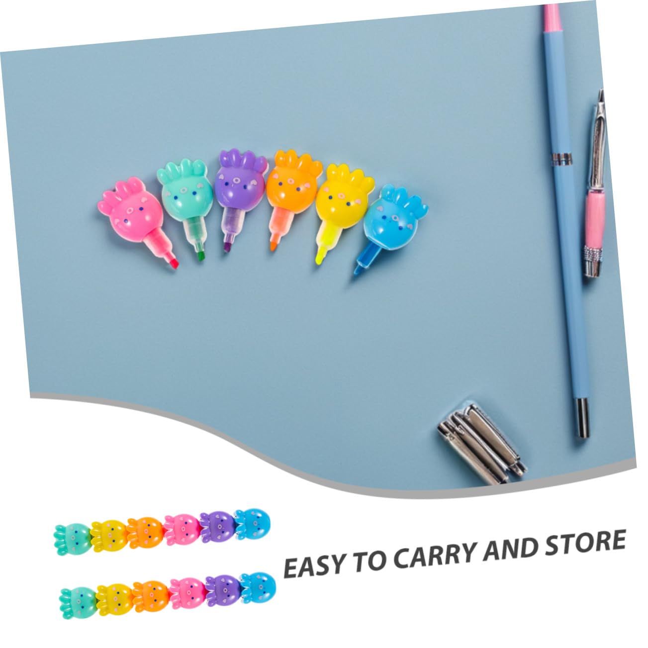 2 Set Evidenziatore a polpo evidenziatori impilabili materiale scolastico per scrivere penne scrittura fluorescenti cancelleria per studenti fluorescente plastica