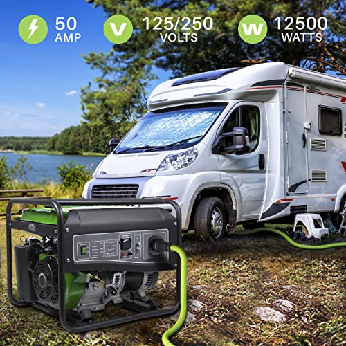 GEARit 50-Amp Generator Extension Cord, 125/250V, Inline NEMA 14-50P to SS2-50R Twist Lock Connector STW 6/3+8/1 AWG, for 50A Power Inlet Box, RV Camper, Generator to House, 20 Feet, Green - Image 4