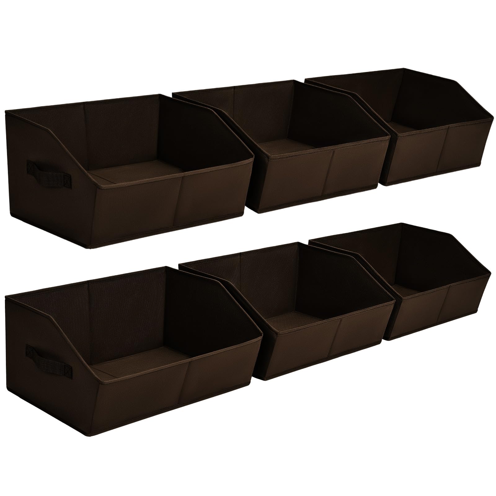 Homsorout Trapezoid Closet Storage Bins - Large Fabric Baskets for Organizing, Storage Baskets for Shelves, Cube Organizer Bins for Home, Closet, Dorm, 6 Pack, Brown