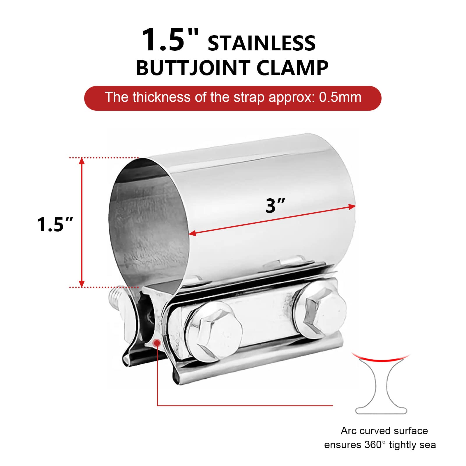 Buy Lap Joint Band Clamp, Butt Joint Exhaust Band Clamp Exhaust Pipe Clamp Exhaust Band Clamp For Replace Parts - View #9