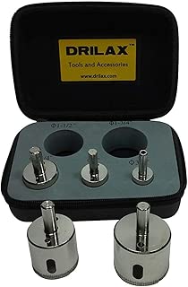 Drilax Diamond Drill Bit Set 5 Pcs 3/4, 1, 1-1/4, 1-1/2, 1-3/4 Inch Wet Cutting Ceramic, Porcelain Tiles, Glass, Granite, Bottles, Diamond Coated Core Hole Saws- Kitchen, Bathroom, Shower, Faucet - coolthings.us