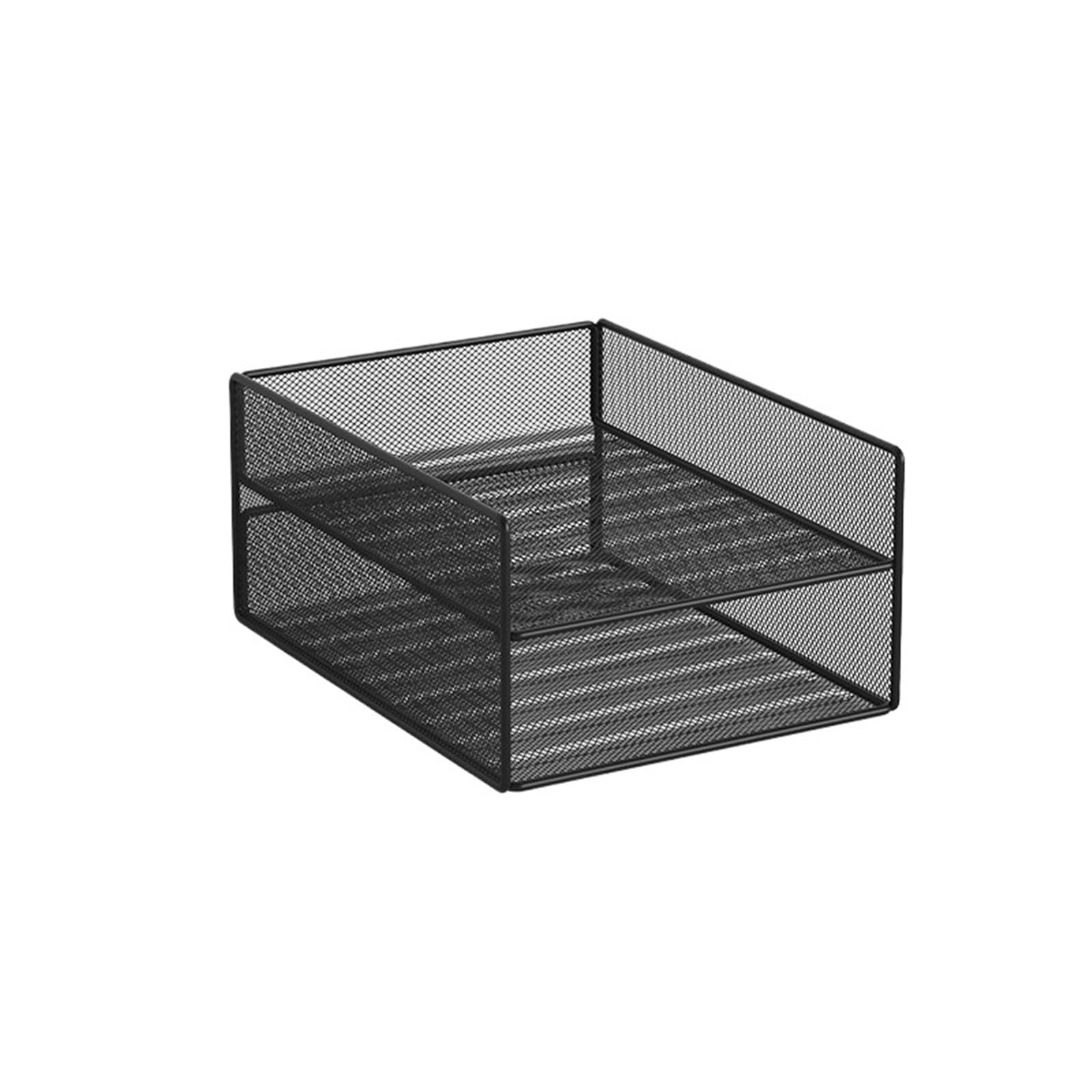Papier Schreibtisch Ablage Papier-Organizer for den Schreibtisch, 4-stufiges Tablett, Büroorganisation und Aufbewahrung – Schwarz für Büroorganisation(2-Tier-Black)