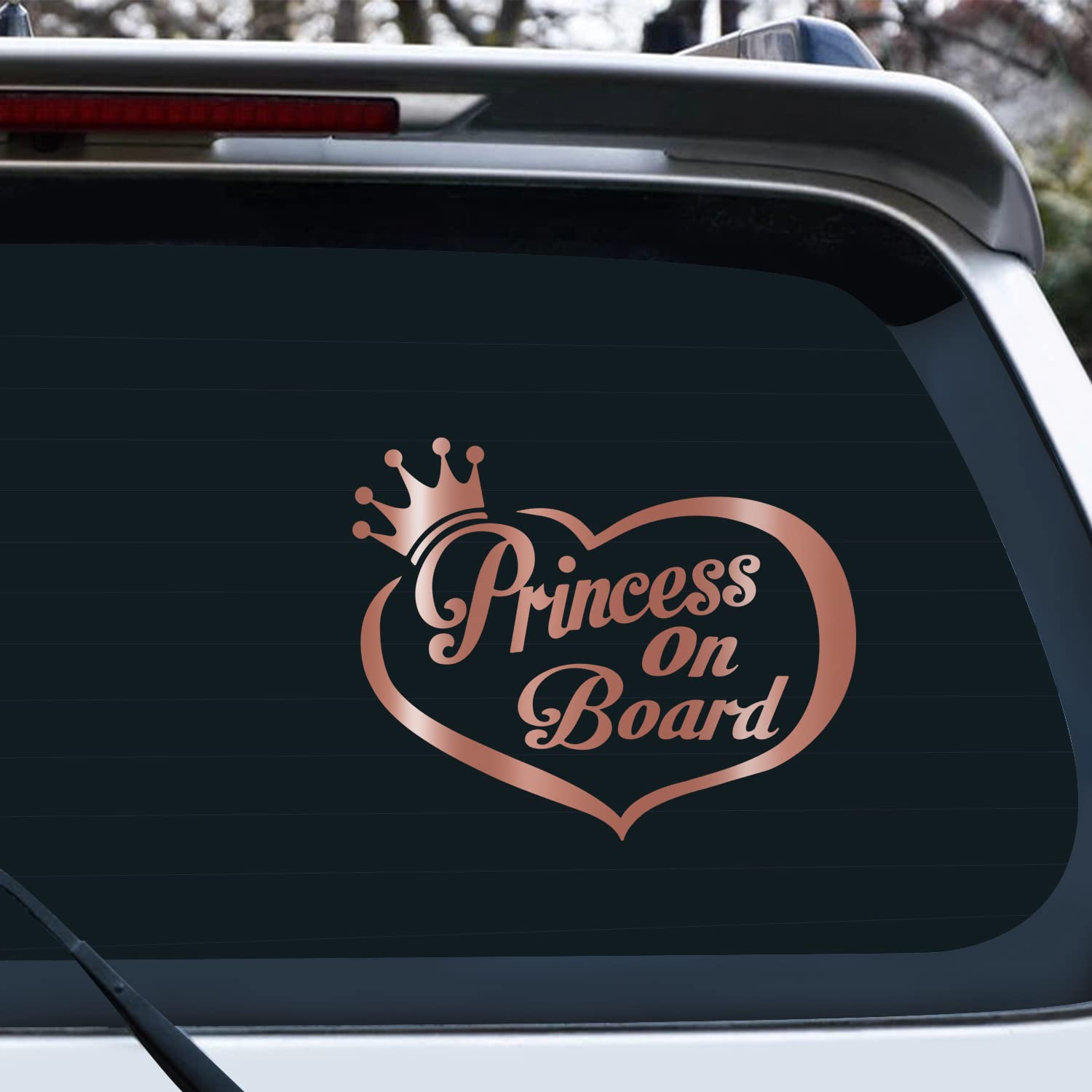 Vesvory 2pcs Princess On Board Sticker for Cars Baby On Board Warning Princess On Board Car Sign Baby On Board Sticker Kid Safety Sign for Car Window Bumper Stickers (Shiny Rose Gold)