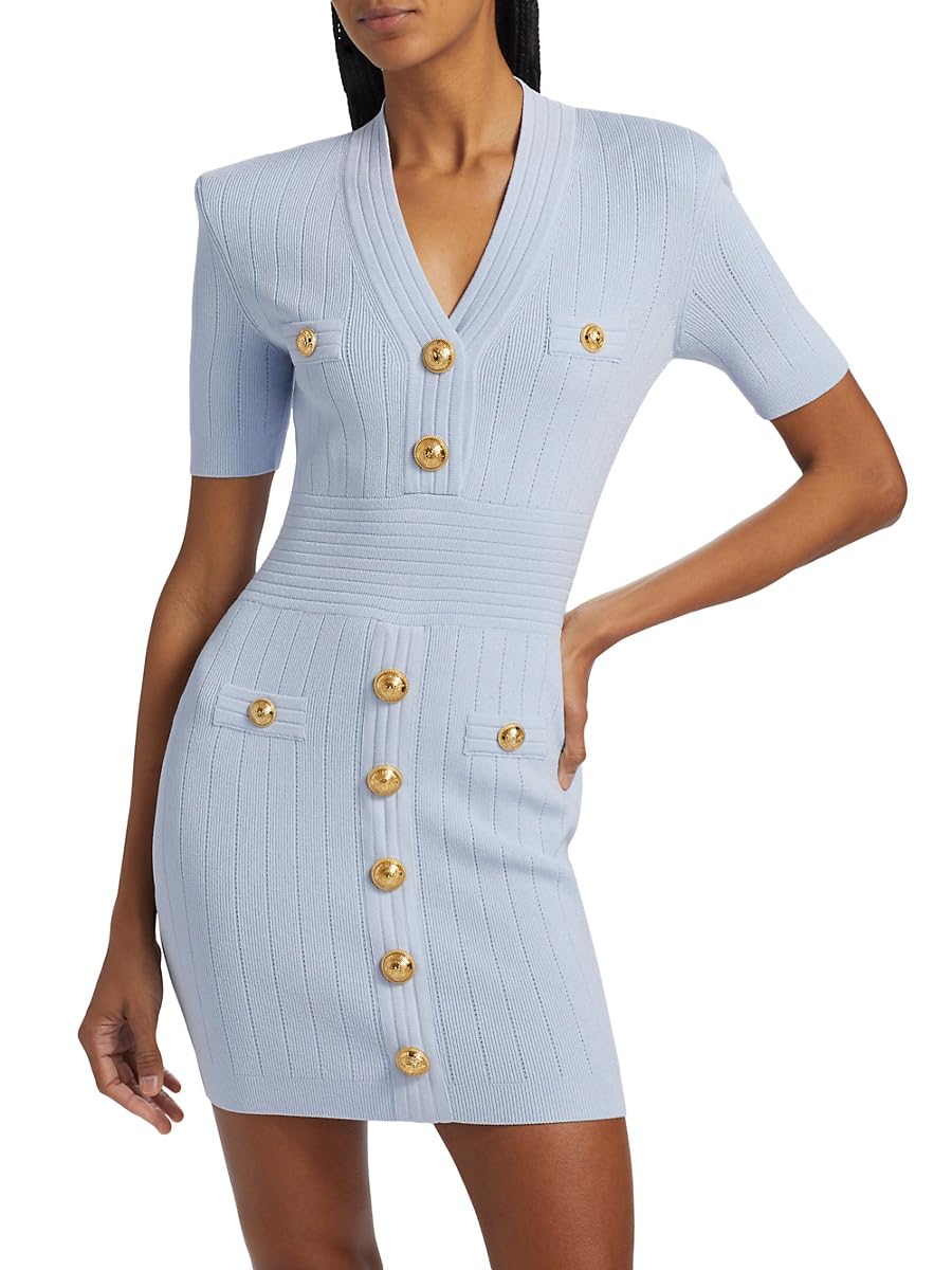 Balmain, Button-Accented Knit Minidress