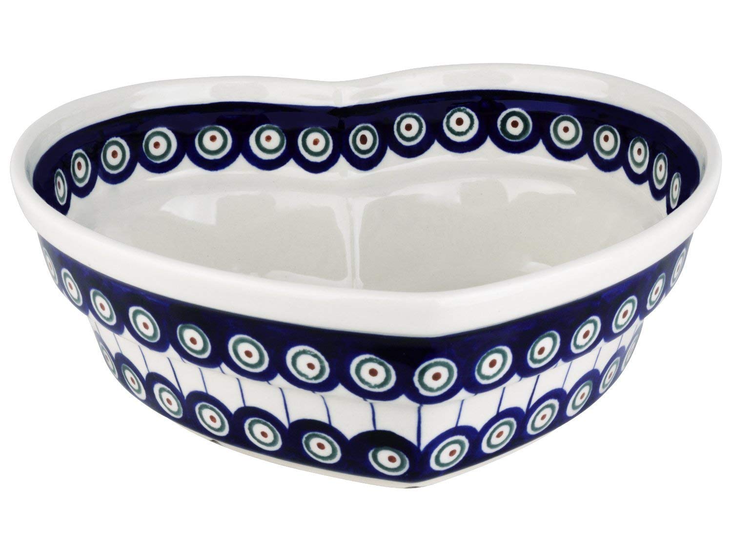 Bol en céramique de Bunzlau motif 8 saladier cœur de 21cm pour table