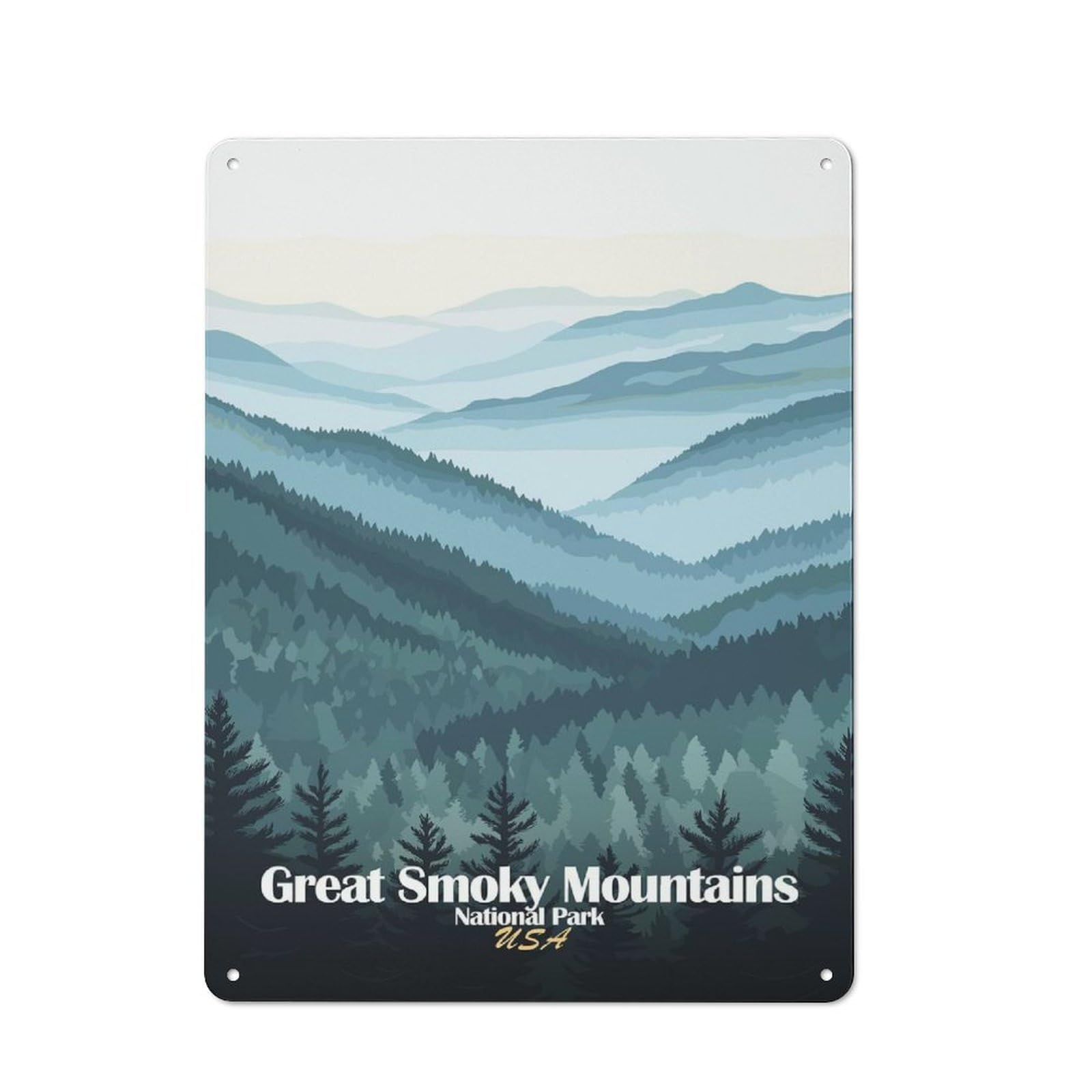 Junmoney Style Rustic Tin Sign 40X30cm Featuring Great Smoky Mountains National Park For Garage Or Workshop, For Garage, Workshop And Man Cave Decoration