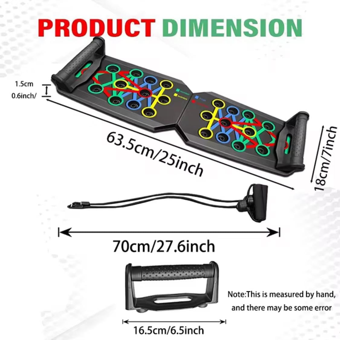 Multifunctional Push-Up Board Set – Foldable 25’’ Push-Up Bar System with Color-Coded Muscle Training Zones, Resistance Bands, Anti-Slip Handles & Non-Slip Mat – Home Gym Equipment for Chest, Back, Arms, Shoulders