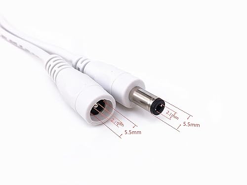 Miniatura 2 de 2 cables de extensión de enchufe CC de 16.4 ft 16.4 pies 0.217 in x 0.083 in para adaptador de corriente, extensión de 12 V CC de 0.217 in x 0.083 in