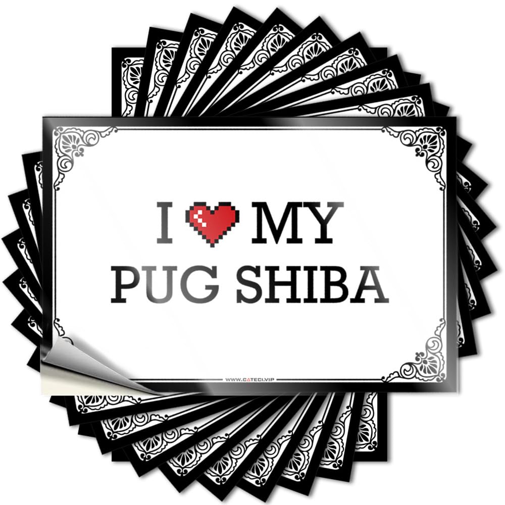 Personalized, Tattoos Laptop I Love My Pug Shiba | Drinking Funny Bar Decor(6X9CM)